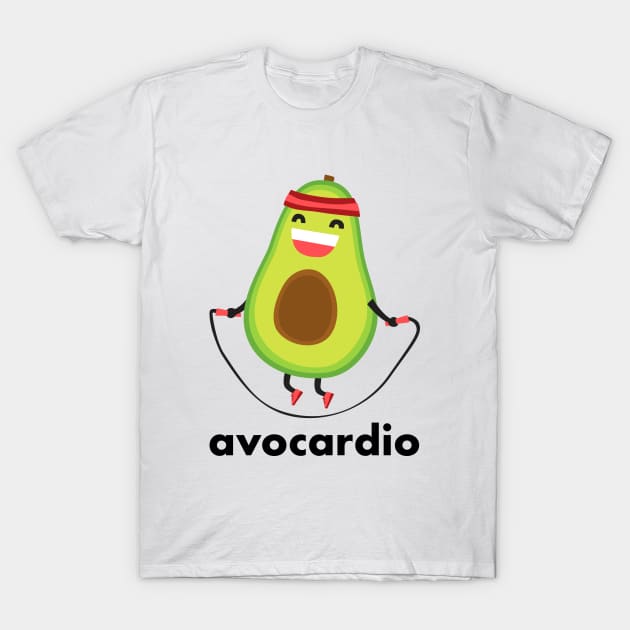 Avocardio - avocado doing cardio T-Shirt by Broccoliparadise